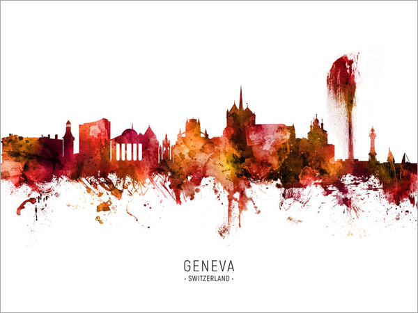 Geneva Switzerland Skyline Cityscape Poster Art Print