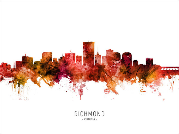Richmond Virginia Skyline Cityscape Poster Art Print