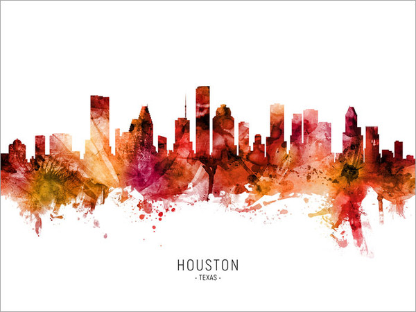 Houston Texas Skyline Cityscape Poster Art Print