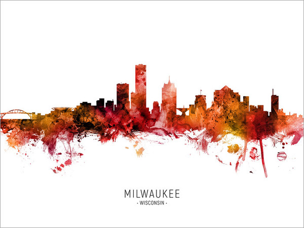 Milwaukee Wisconsin Skyline Cityscape Poster Art Print