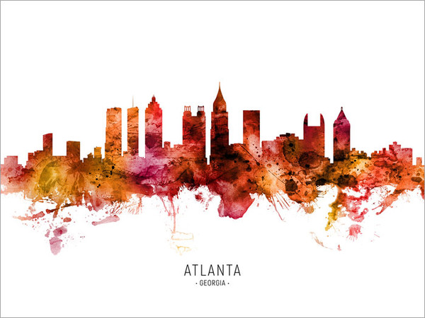 Atlanta Georgia Skyline Cityscape Poster Art Print