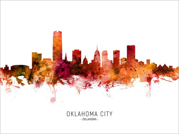 Oklahoma City Oklahoma Skyline Cityscape Poster Art Print