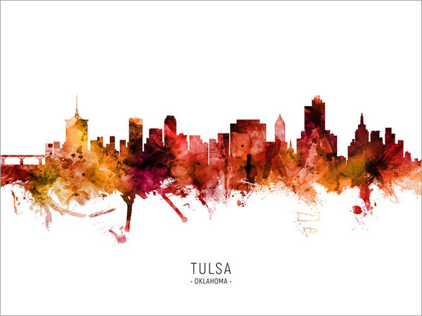 Tulsa Oklahoma Skyline Cityscape Poster Art Print