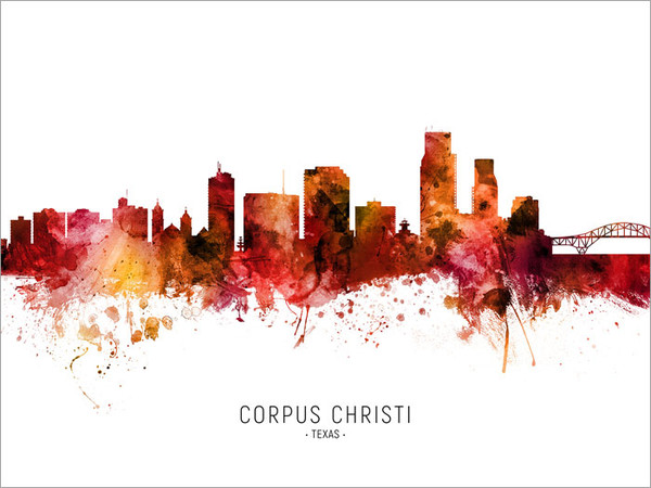 Corpus Christi Texas Skyline Cityscape Poster Art Print