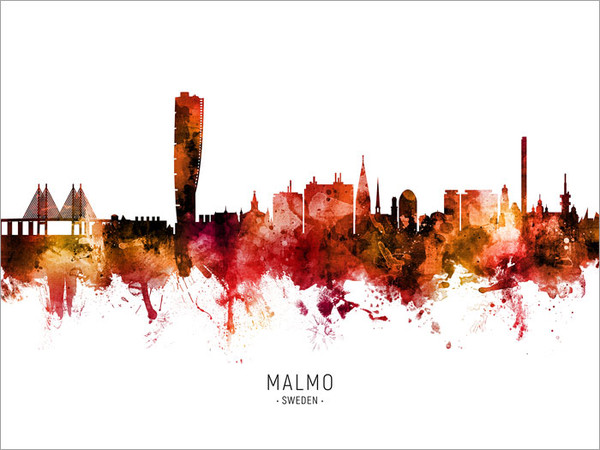 Malmo Sweden Skyline Cityscape Poster Art Print