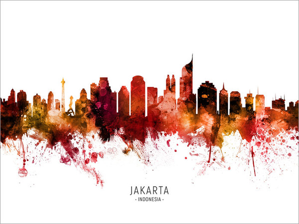 Jakarta Indonesia Skyline Cityscape Poster Art Print