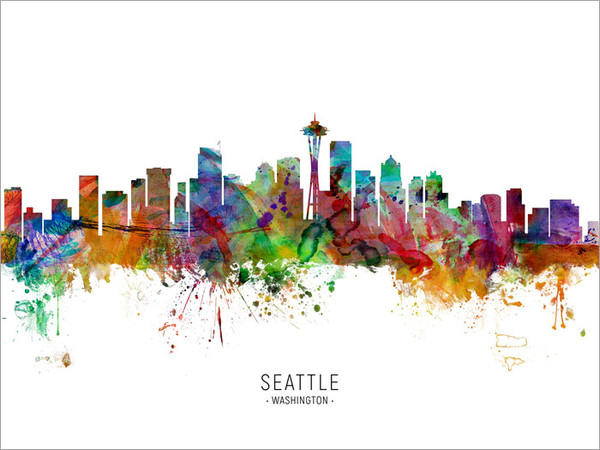 Seattle Washington Skyline Cityscape Poster Art Print