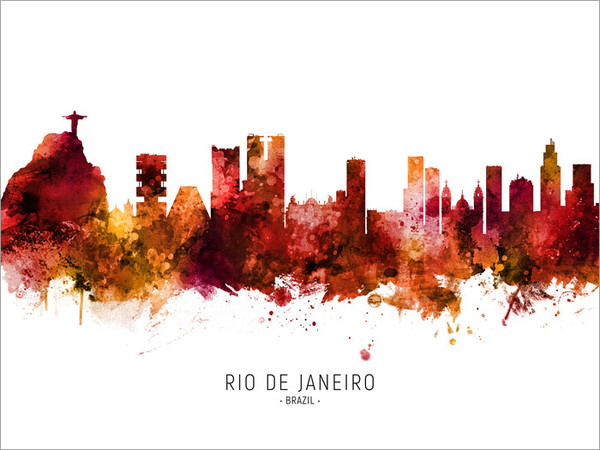 Rio de Janeiro Brazil Skyline Cityscape Poster Art Print