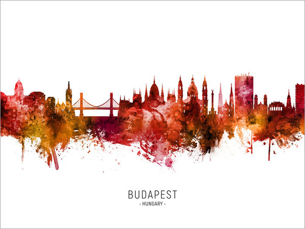 Budapest Hungary Skyline Cityscape Poster Art Print
