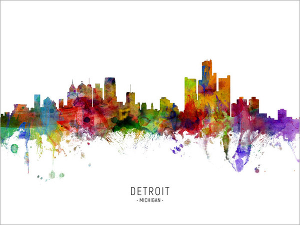 Detroit Michigan Skyline Cityscape Poster Art Print