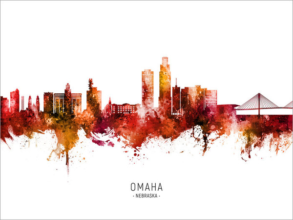 Omaha Nebraska Skyline Cityscape Poster Art Print