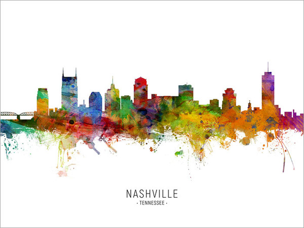 Nashville Tennessee Skyline Cityscape Poster Art Print