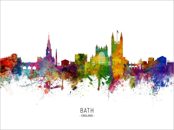 Bath England Skyline Cityscape Poster Art Print