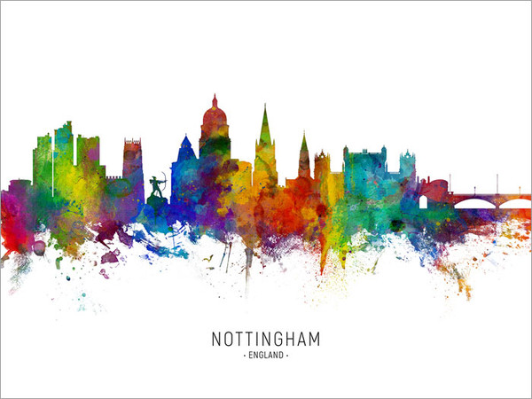 Nottingham England Skyline Cityscape Poster Art Print