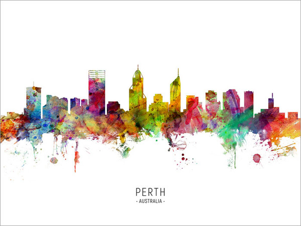 Perth Australia Skyline Cityscape Poster Art Print