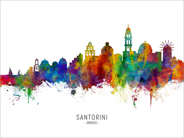 Santorini Greece Skyline Cityscape Poster Art Print