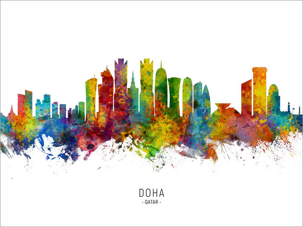 Doha Qatar Skyline Cityscape Poster Art Print