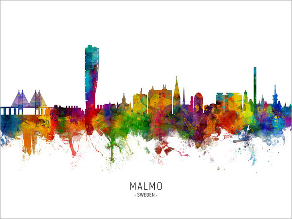 Malmo Sweden Skyline Cityscape Poster Art Print