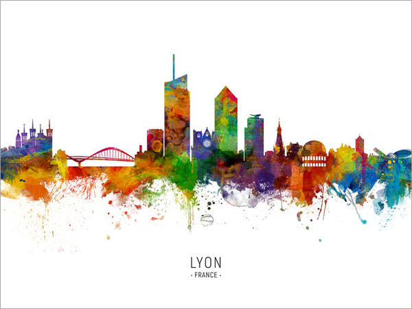 Lyon France Skyline Cityscape Poster Art Print