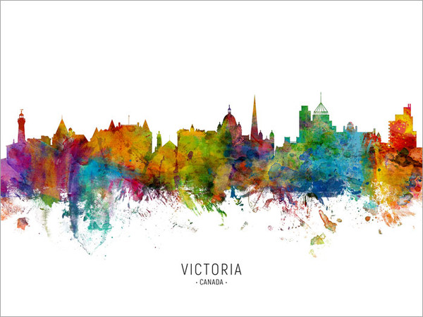 Victoria Canada Skyline Cityscape Poster Art Print