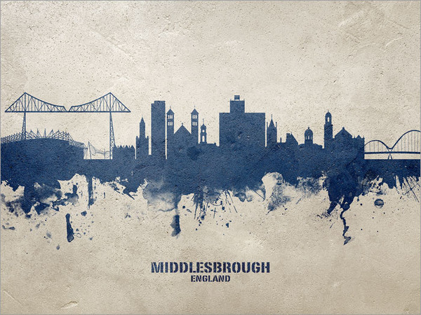 Middlesbrough England Skyline Cityscape Poster Art Print