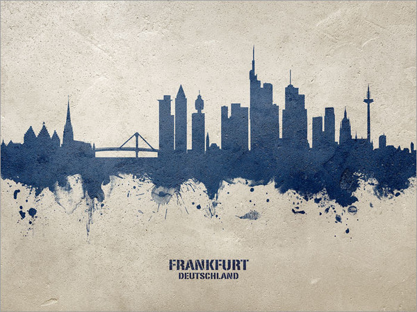 Frankfurt Deutschland Skyline Cityscape Poster Art Print