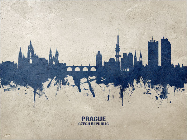 Prague Czech Republic Skyline Cityscape Poster Art Print