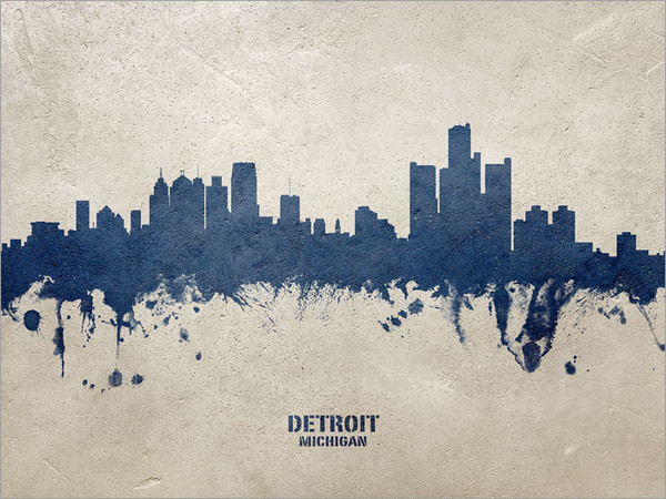 Detroit Michigan Skyline Cityscape Poster Art Print