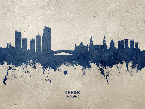 Leeds England Skyline Cityscape Poster Art Print