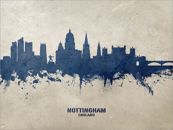 Nottingham England Skyline Cityscape Poster Art Print