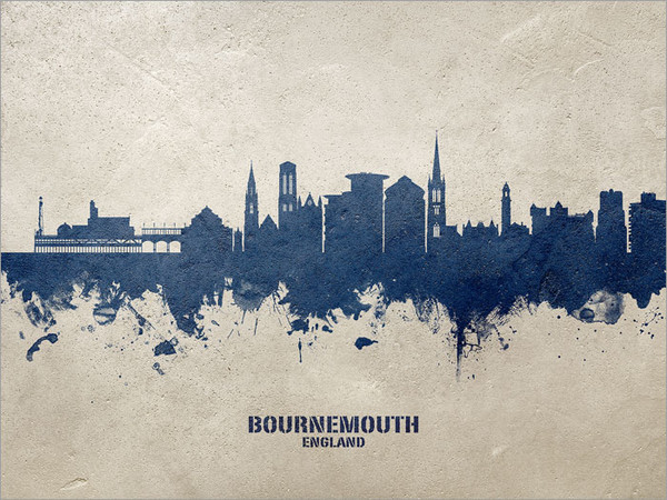 Bournemouth England Skyline Cityscape Poster Art Print