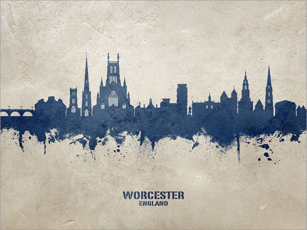 Worcester England Skyline Cityscape Poster Art Print
