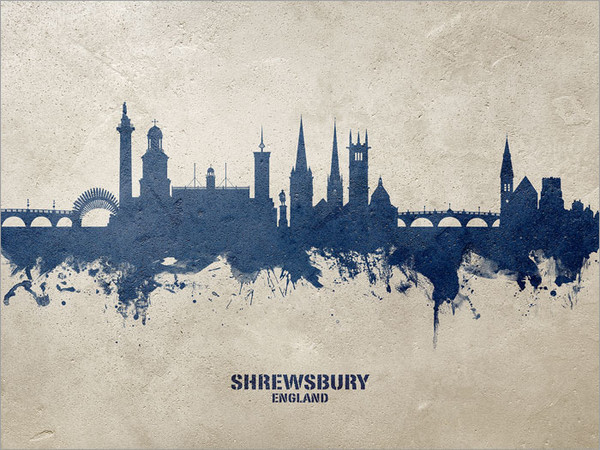 Shrewsbury England Skyline Cityscape Poster Art Print