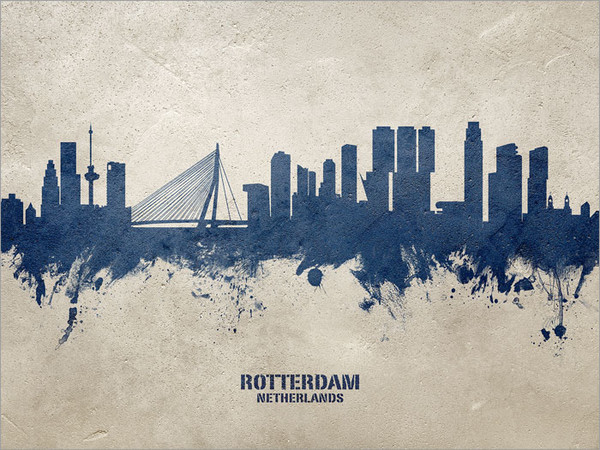 Rotterdam Netherlands Skyline Cityscape Poster Art Print Rotterdam Netherlands Skyline Cityscape Poster Art Print