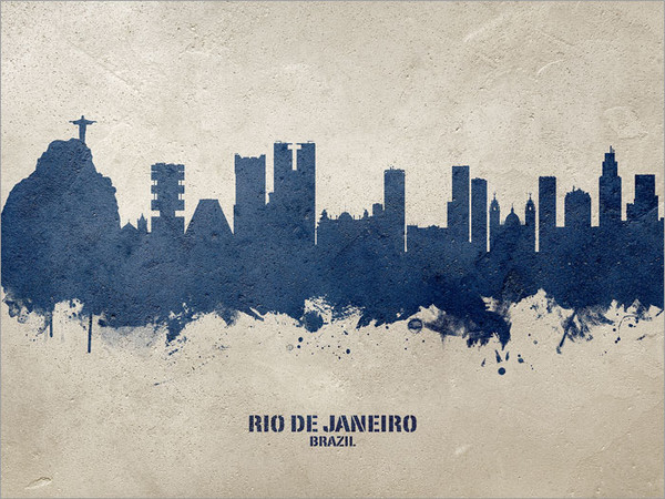 Rio de Janeiro Brazil Skyline Cityscape Poster Art Print