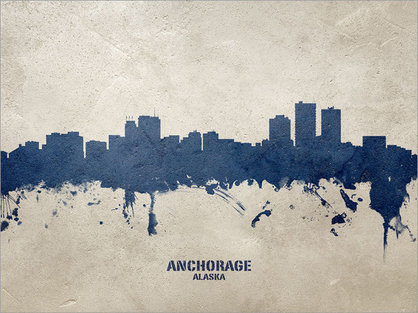 Anchorage Alaska Skyline Cityscape Poster Art Print