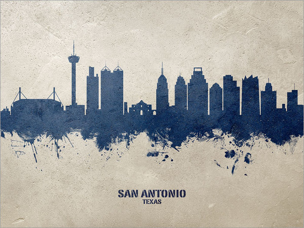 San Antonio Texas Skyline Cityscape Poster Art Print