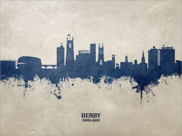 Derby England Skyline Cityscape Poster Art Print