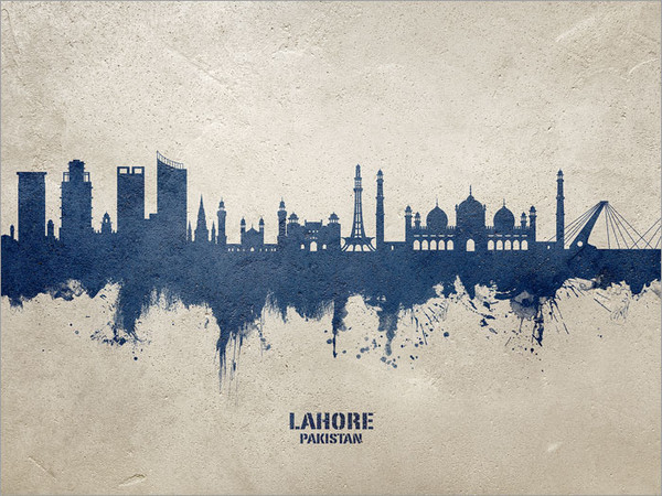 Lahore Pakistan Skyline Cityscape Poster Art Print