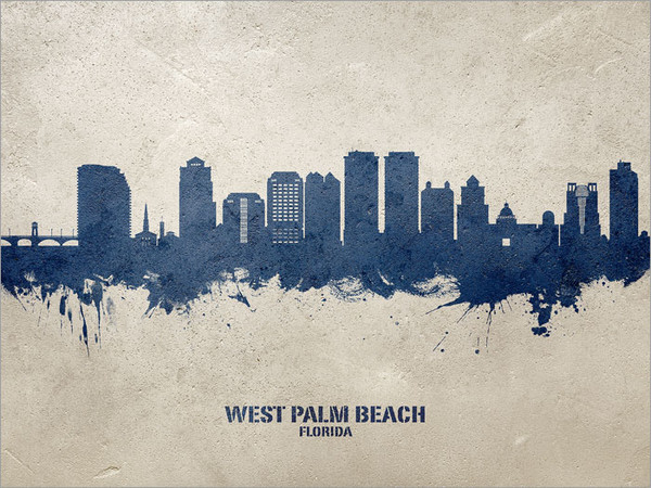 West Palm Beach Florida Skyline Cityscape Poster Art Print