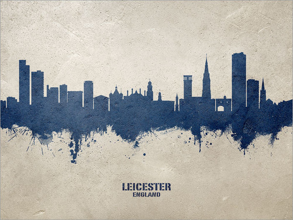 Leicester England Skyline Cityscape Poster Art Print