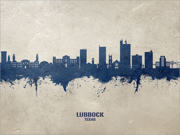 Lubbock Texas Skyline Cityscape Poster Art Print