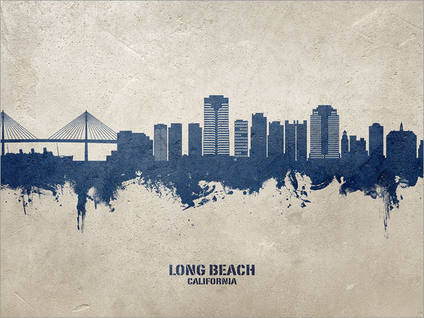 Long Beach California Skyline Cityscape Poster Art Print