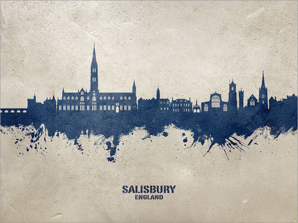 Salisbury England Skyline Cityscape Poster Art Print