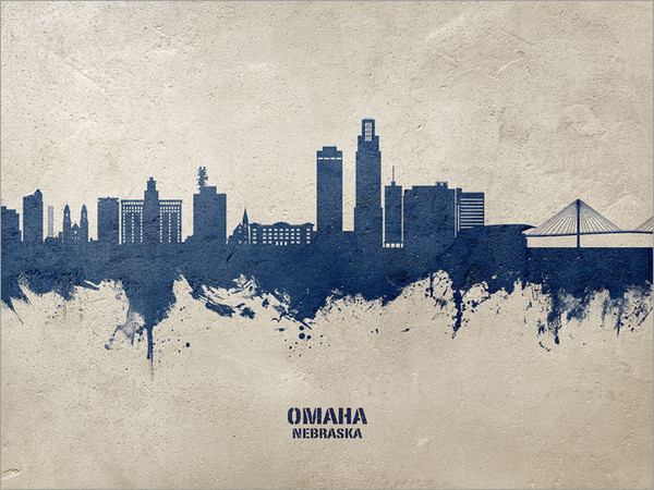 Omaha Nebraska Skyline Cityscape Poster Art Print