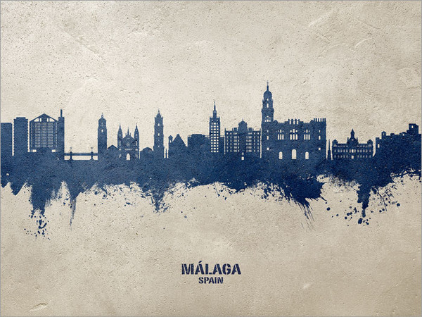 Málaga Spain Skyline Cityscape Poster Art Print