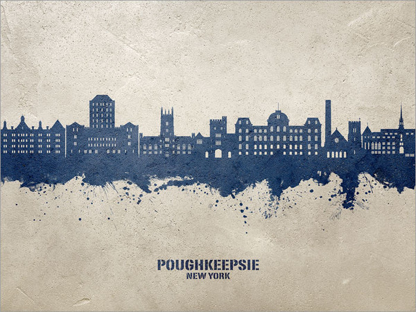 Poughkeepsie New York Skyline Cityscape Poster Art Print