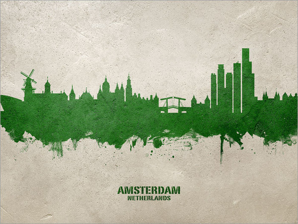 Amsterdam Netherlands Skyline Cityscape Poster Art Print