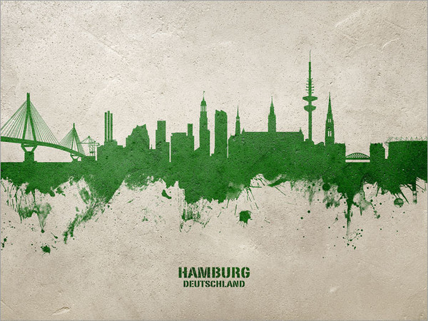 Hamburg Deutschland Skyline Cityscape Poster Art Print
