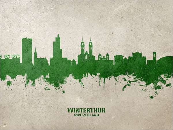 Winterthur Switzerland Skyline Cityscape Poster Art Print